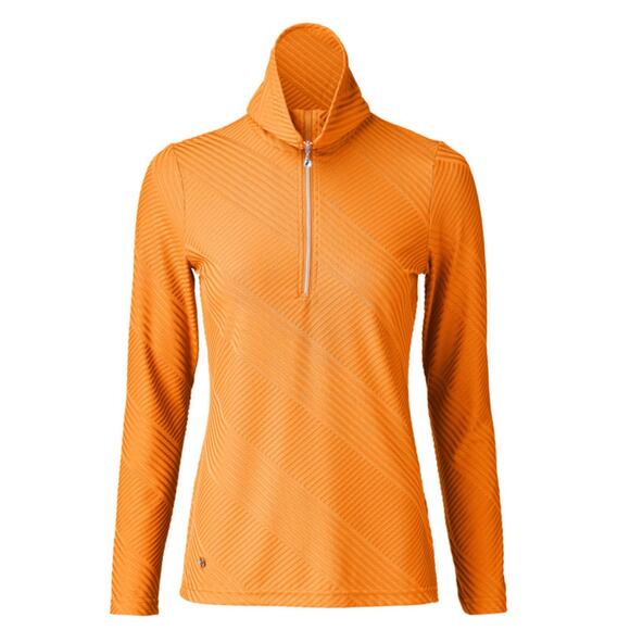 Daily Sports Tops - Daily Sports Floy Candied Long Sleeve Roll Neck 1/4 Zip Golf Top Orange Medium